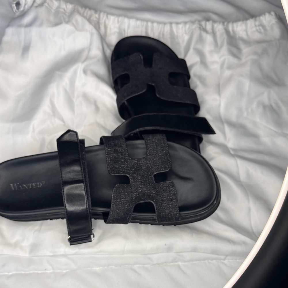 Wanted Black Chunky Sole Sandals